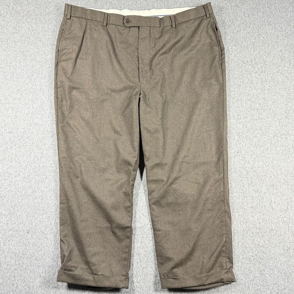 Brooks Brothers Men 44X25 Brown 100% Wool Cuffed Pants Vitale Barberis Canonico
